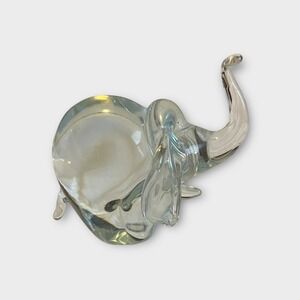 Silverbrook Hand Crafted Leaded Crystal Elephant Figurine Trunk Up Made in USA